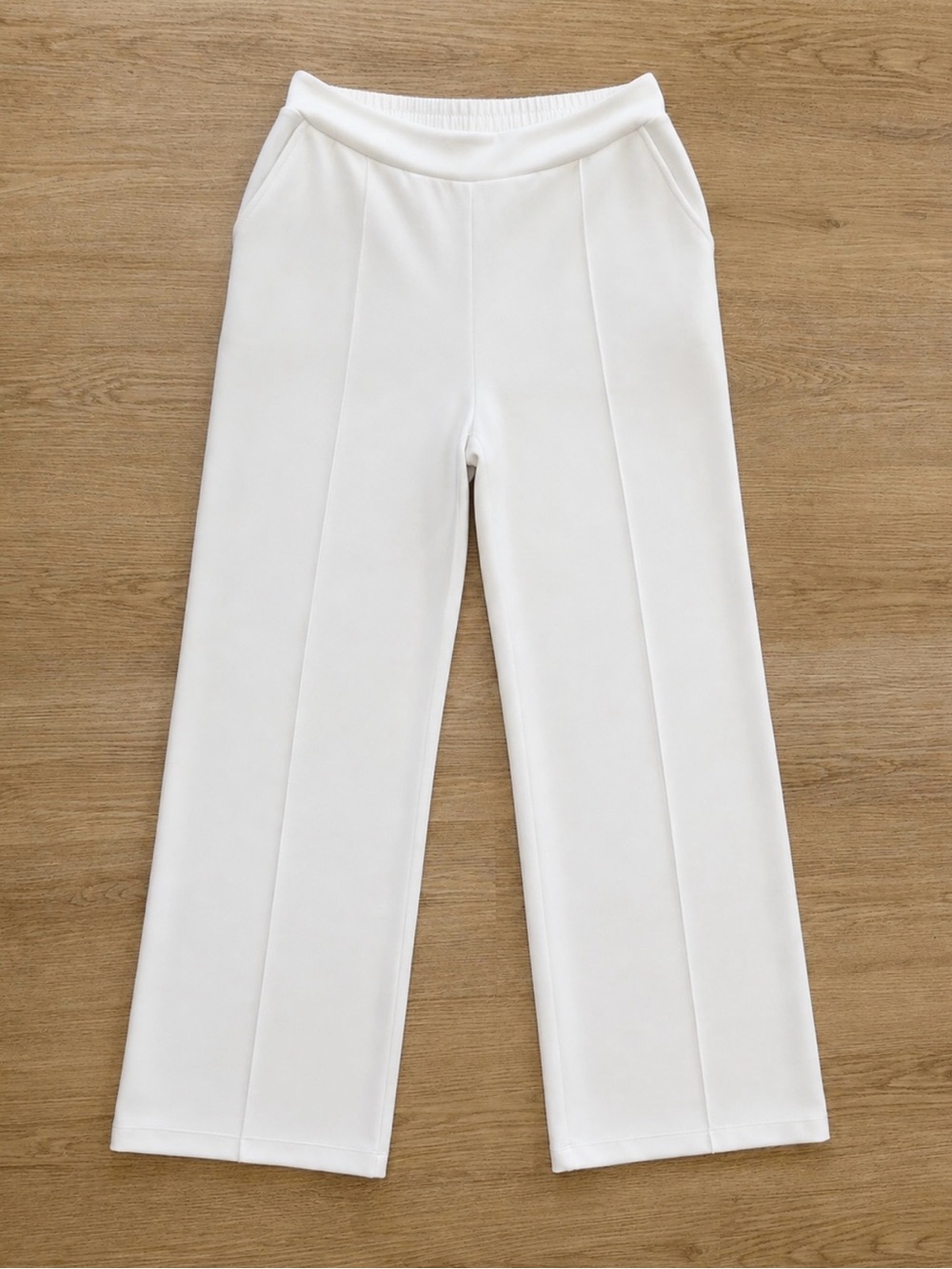 Classic White Wide-Leg Pull-On Pants